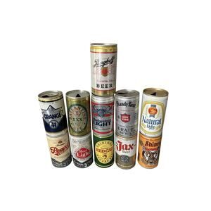 Vintage Beer Can Lot of 11 Pull Tab & Stay Tab Aluminum & Steel Collector Mix